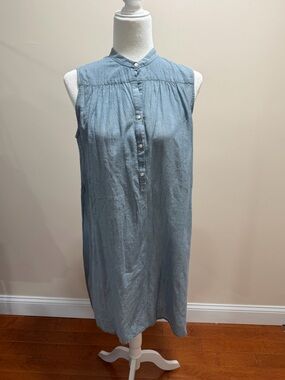 Nili Lotan Blue Chambray 100% Cotton Sleeveless Button Closure Dress Sz. XS